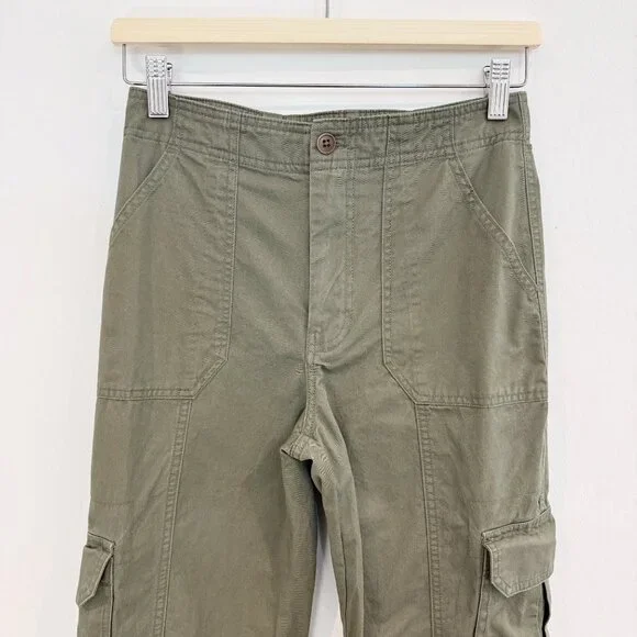 Abercrombie Relaxed Cargo Pants Wide Leg Baggy Grunge High Rise Olive Green 25 - Picture 5 of 11